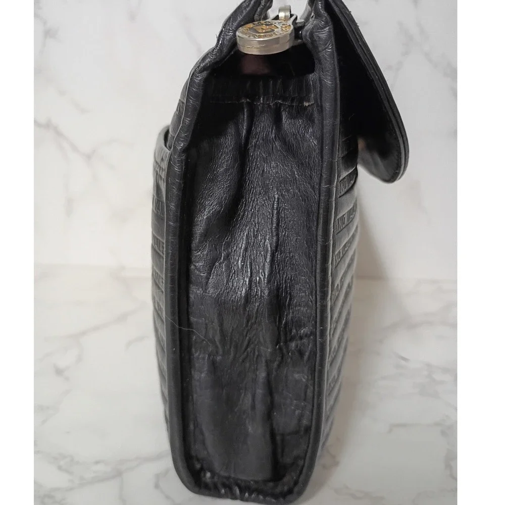 MARIO VALENTINO Vintage Black Embossed Leather Clutch Bag - EUC